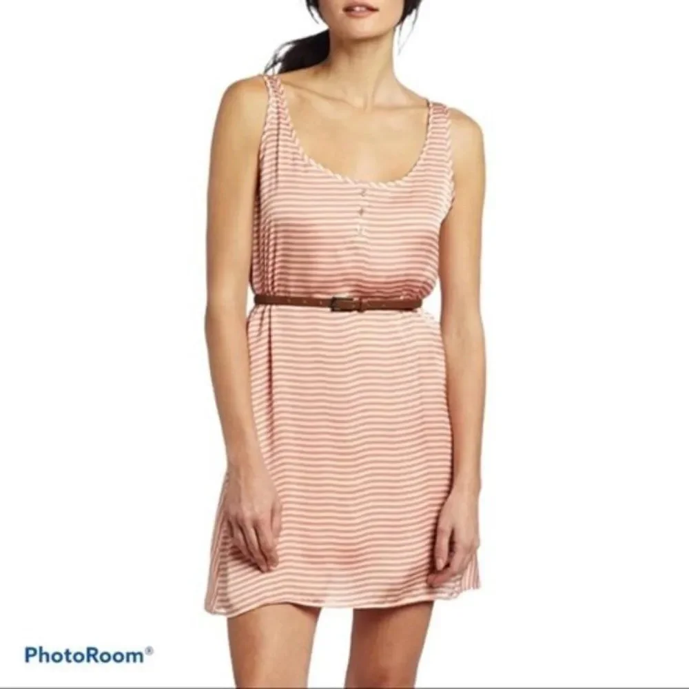 BB DAKOTA striped coral 2 in 1 tank shift summer dress - Picture 1 of 8